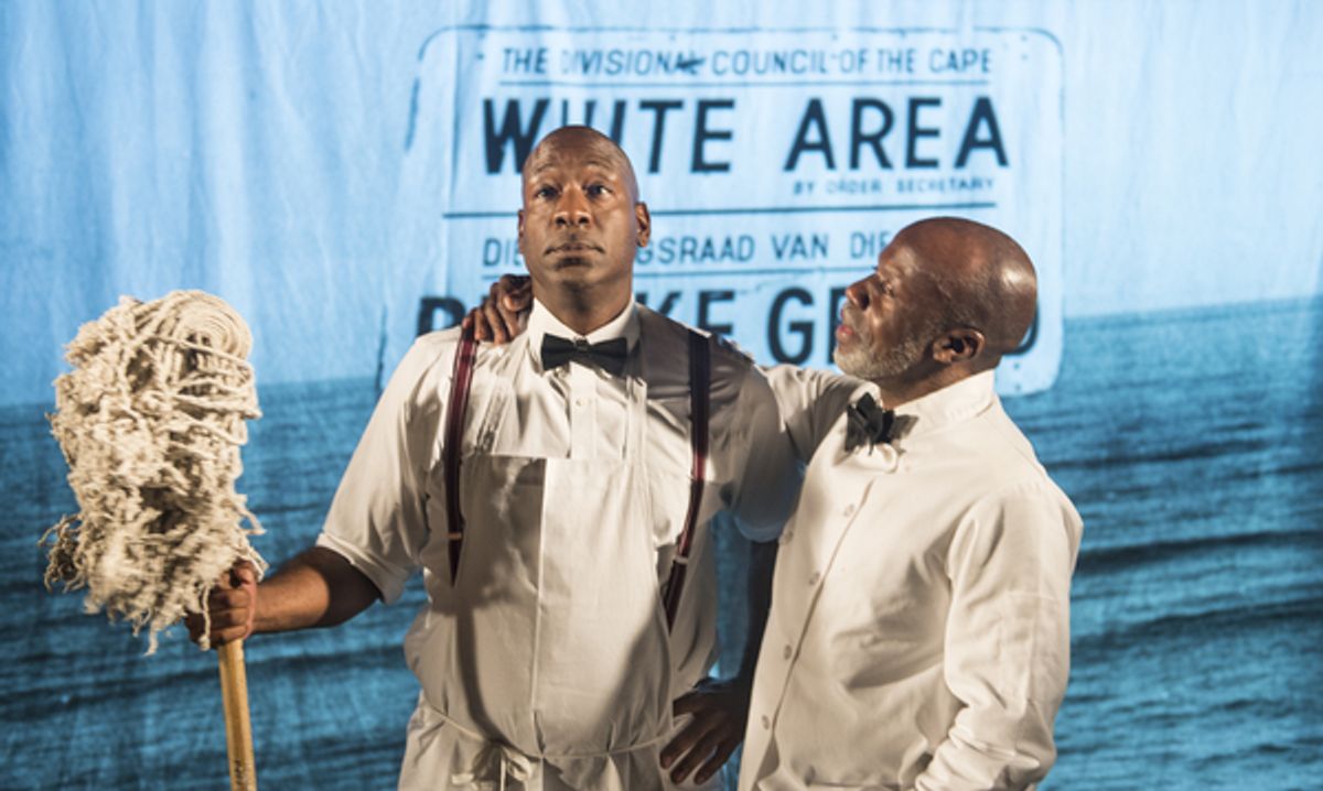 Willie (Adrian Roberts) and Sam (L. Peter Callender) discuss the state of affairs at 