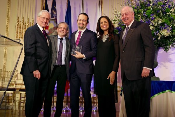 Jeremy Travis, Luis Miranda, Jr.; Lin-Manuel Miranda; Soledad O'Brien and Jules Kroll Photo