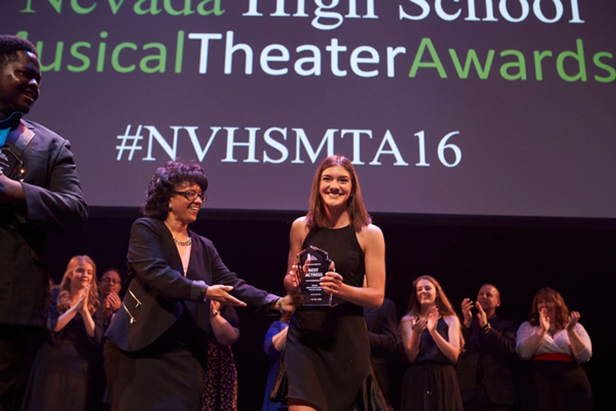 Nevada High School Musical Theatre Awards on May 29, 2016. Reynolds Hall at The Smith Center for the Performing Arts.

NVHS
Myron Martin
Candy Schneider

 at 