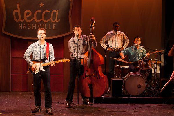 Michael Siktberg (center, Buddy Holly) and the cast of 'BUDDY: The Buddy Holly Story' Photo