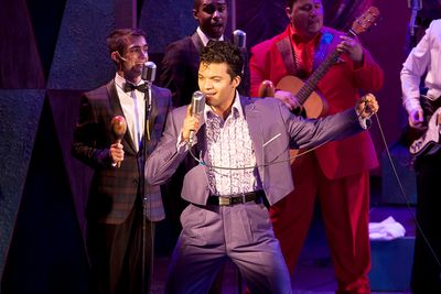 Albert Jennings (Ritchie Valens) with the cast of 'BUDDY: The Buddy Holly Story' at T Photo