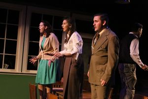 Ann Hier, Victoria Valentine, and Sean Michael, singing "The Atomic Bomb is Here," in New Line Theatre's ATOMIC. Photo credit: Jill Ritter Lindberg. @ BroadwayWorld Ann Hier, Victoria Valentine, and Sean Michael, singing "The Atomic Bomb is Here," in Photo