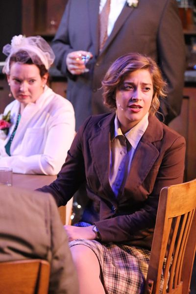Ann Hier and Larissa White, singing "What I Tell Myself," in New Line Theatre's ATOMI Photo