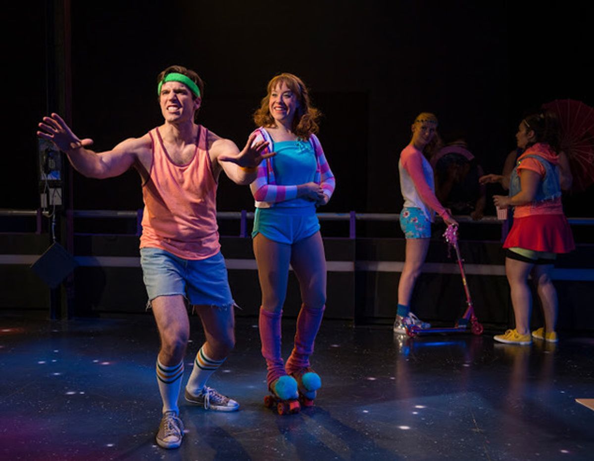 Jim DeSelm (Sonny) and Landree Fleming (Kira) in American Theater Company's production of 'Xanadu.' Image by Michael Brosilow. at 