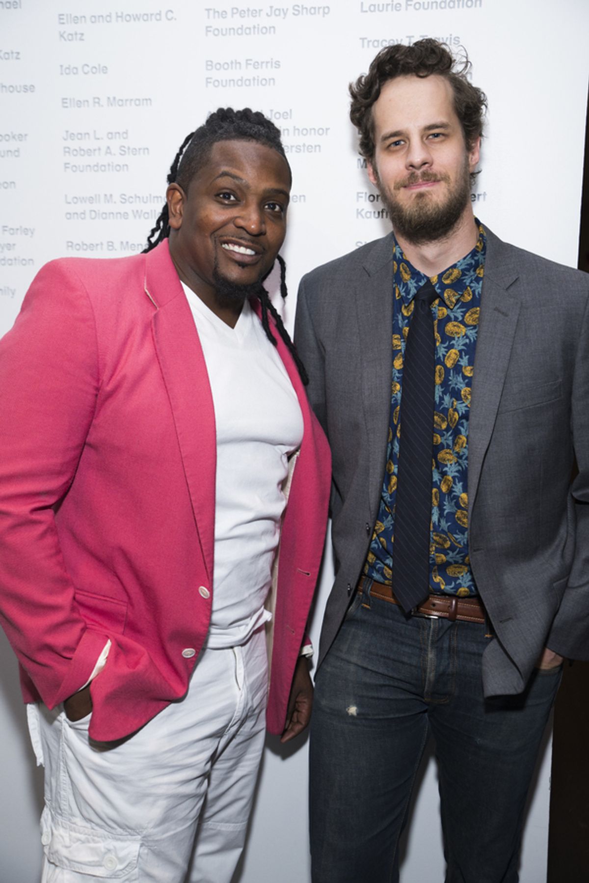 Actors Lance Coadie Williams and Reggie Gowland celebrate their opening night. at 