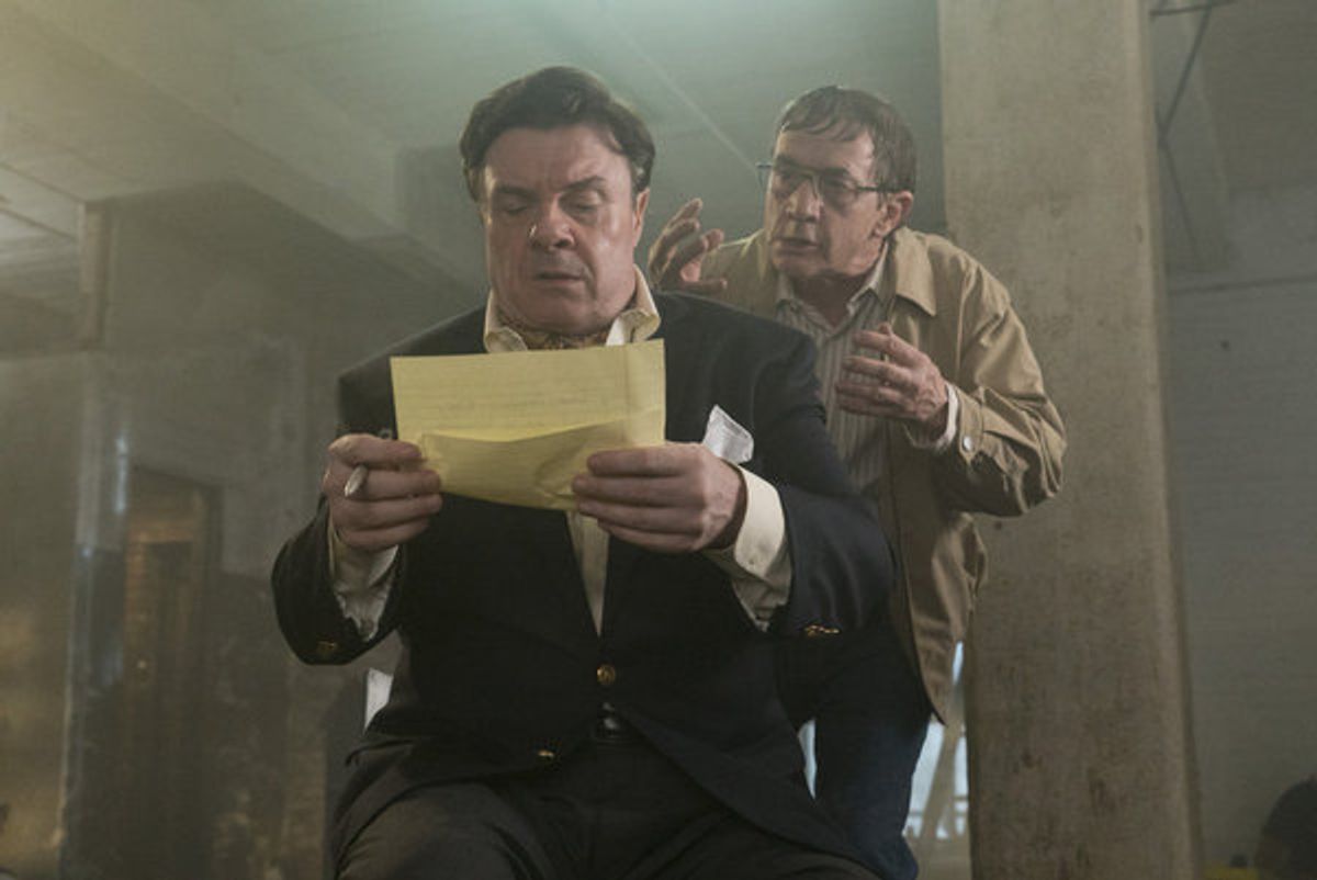 MAYA & MARTY -- 'Kidnapped' -- Pictured: (l-r) Nathan Lane, Martin Short as Terry during the 'Kidnapped' sketch on June 7, 2016 -- (Photo by: Virginia Sherwood/NBC) at 