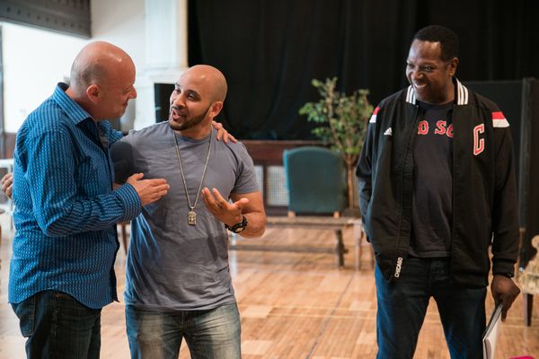 Director Yasen Peyankov with Victor Almanzar and ensemble member James Vincent Meredi Photo