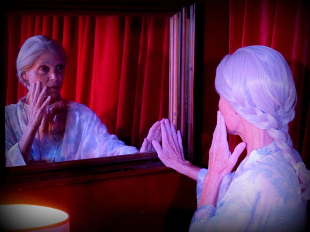 Roxanne Fay in Dream Child: The Trial of Alice in Wonderland at Bridge Street Theatre, Catskill. Photo by John Sowle at 