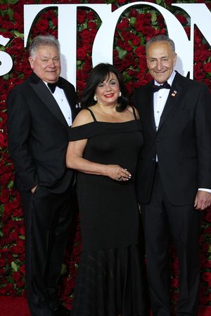 President of The Broadway League Charlotte St. Martin and Senator Chuck Schumer Photo
