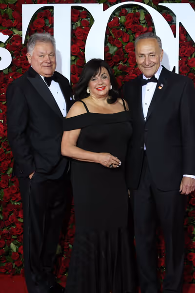 President of The Broadway League Charlotte St. Martin and Senator Chuck Schumer Photo