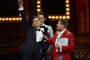 Andrew Rannells, Zachary Levi, and James Corden Photo