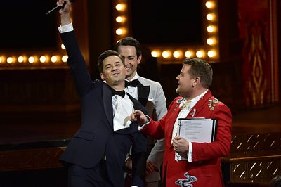 Andrew Rannells, Zachary Levi, and James Corden Photo