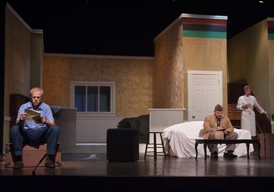 Robert Lunde as Dan, Justin Mullis as Kenneth, and Tina Huey as Bev Photo