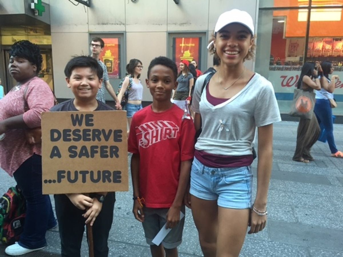 Young people from the Broadway community sing John Lennon's 'Imagine' for peace at 