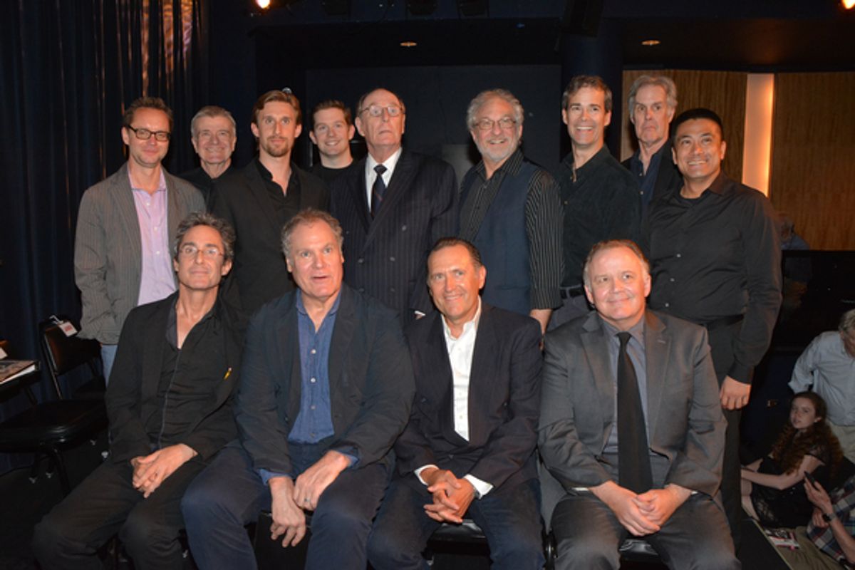 Michael Riedel, James Prendergast, Bill Army, Rory O'Malley, Paxton Whitehead, Tim Jerome, James Ludwig, Jack Gilpin, Ariel Estrada, Marc Vietor, Jay O. Sanders, Victor Slezak and Andrew Weems at 