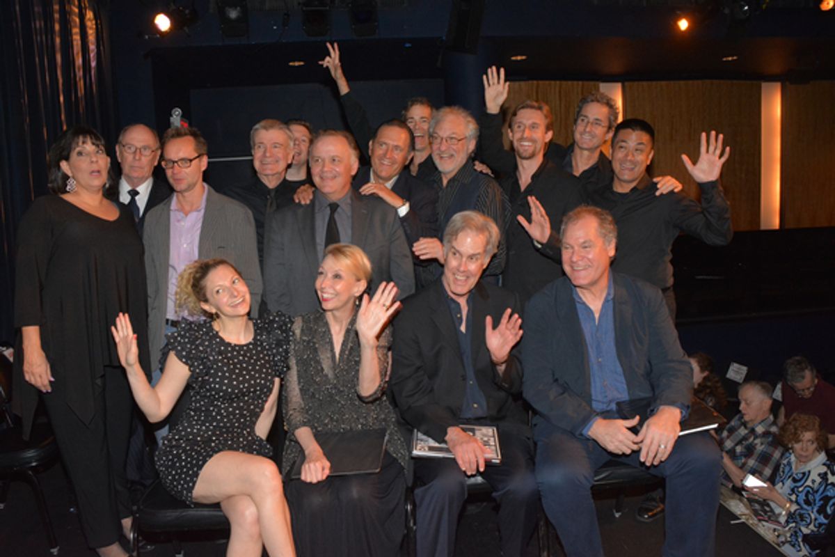 Christien Pedi, Michael Riedel, Paxton Whitehead, James Prendergast, Rory O'Malley, Andrew Weems, James Ludwig, Victor Slezak, Tim Jerome, Bill Army, Marc Vietor, Ariel Estrada, Lauren Molina, Julie Halston Jack Gilpin and Jay O. Sanders at 