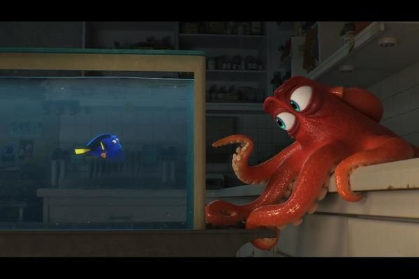 Ed O'Neill voices Hank, a gruff, no-nonsense red octopus. Photo