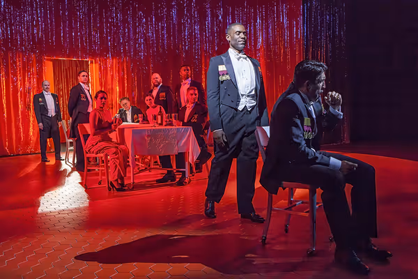 (foreground from left) Timothy D. Stickney as Banquo and Jonathan Cake as Macbeth wit Photo