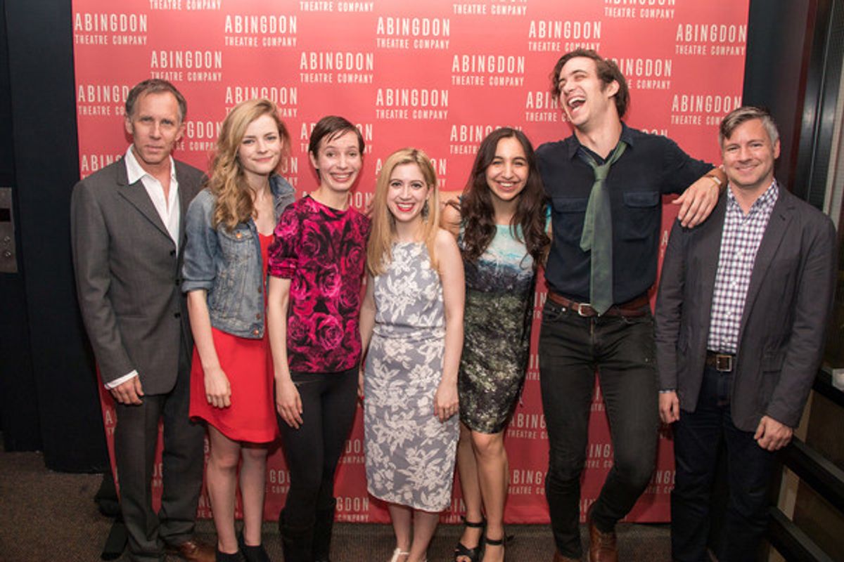 Bruce McKenzie, Lexi Lapp, Jocelyn Kuritsky, playwright Kim Davies, Dea Julien, Jack Fellows, and director Tony Speciale at 