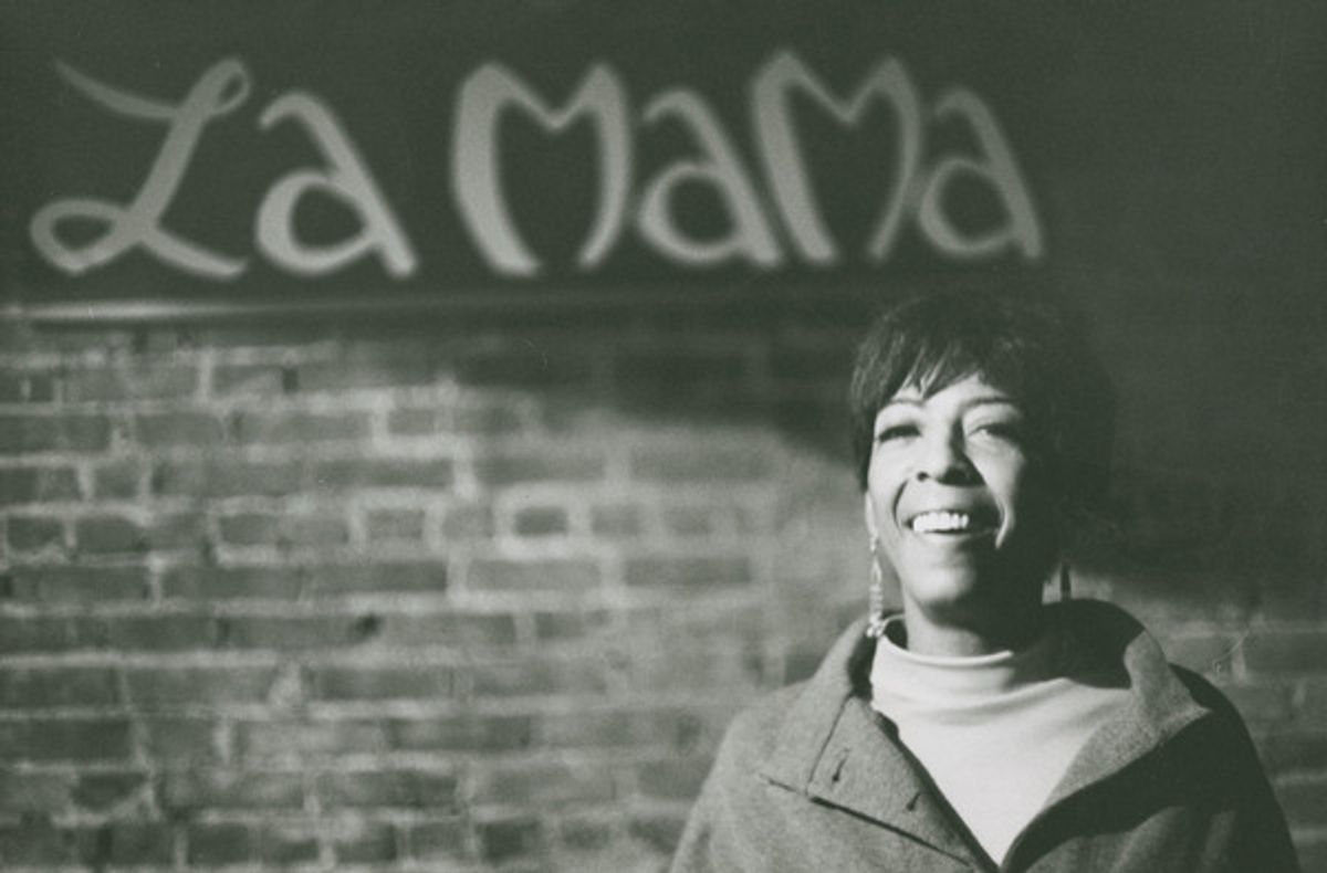 Ellen Stewart at La MaMa in the late 1960s. Photographer unknown. at 