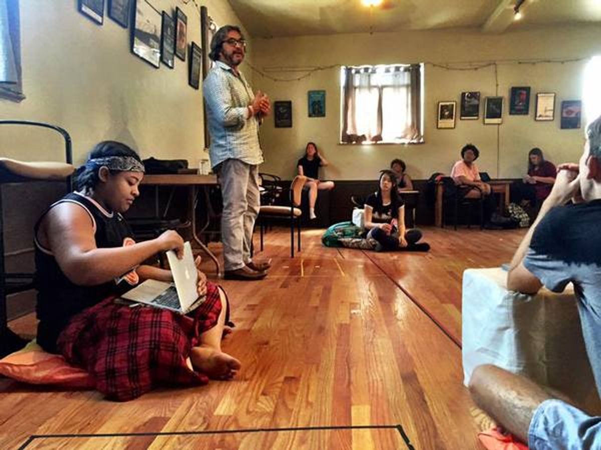 Master Playwright Octavio Solis teaching a master class (Photo credit to Curious) at 