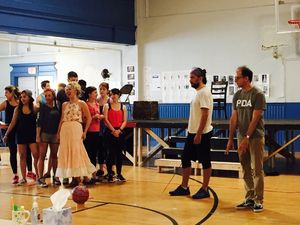 John leading our company in a rousing number. Scarlett Strallen, our lovely Mabel, doesn’t have any fun at all. Will Swenson is no doubt thinking of his next joke. @ BroadwayWorld John leading our company in a rousing number. Scarlett Strallen, our lovely Mabel, do Photo