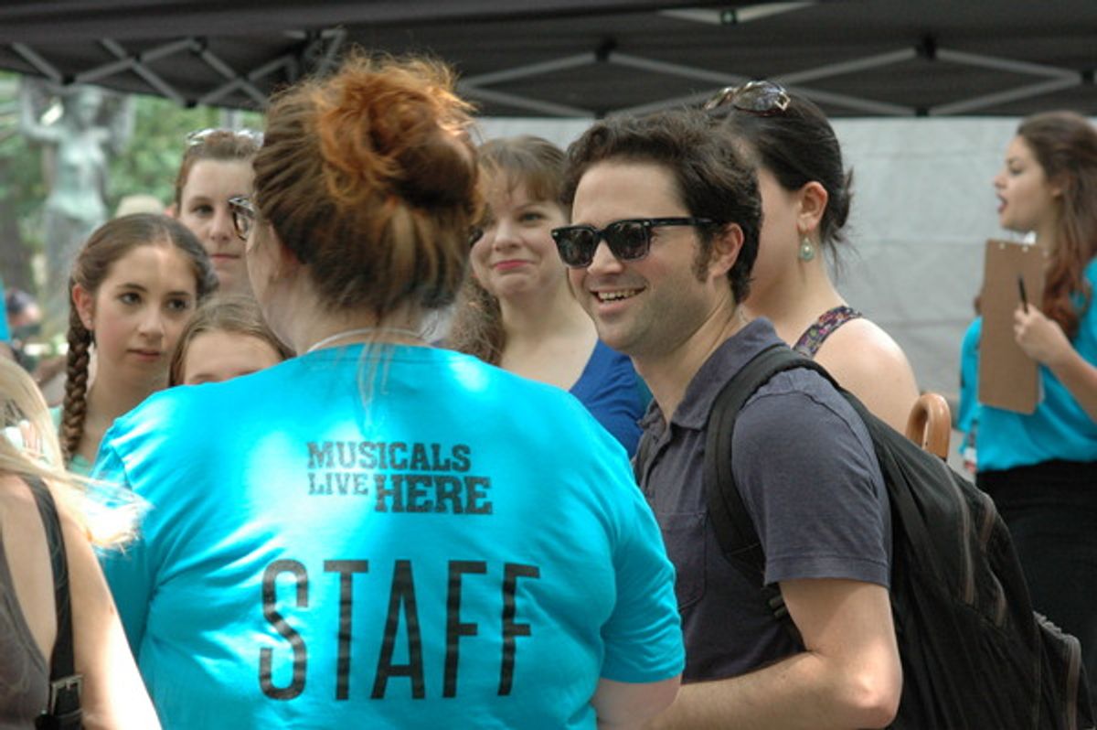 Adam Spiegel, CAMP ROLLING HILLS lyrcist and musical director, performing with the company  at 