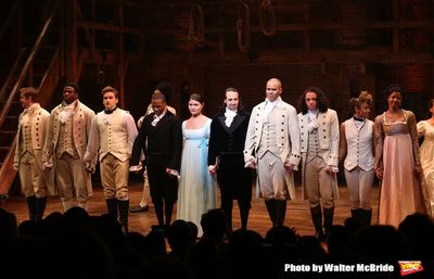 Leslie Odom Jr., Phillipa Soo and Christopher Jackson with Lin-Manuel Miranda  Photo