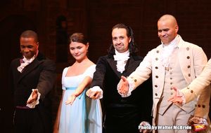 Leslie Odom Jr., Phillipa Soo and Christopher Jackson with Lin-Manuel Miranda  Photo