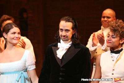 Phillipa Soo and Ariana DeBose with Lin-Manuel Miranda Photo