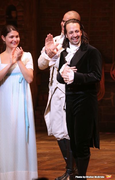 Phillipa Soo and Christopher Jackson with Lin-Manuel Miranda Photo