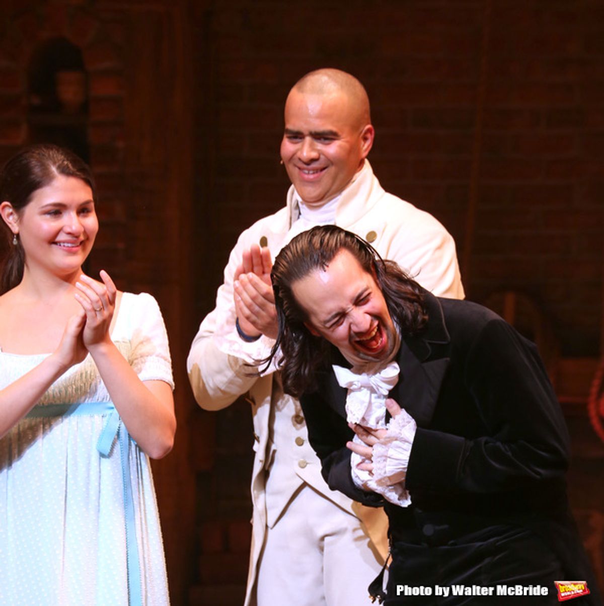 Phillipa Soo and Christopher Jackson with Lin-Manuel Miranda  at 