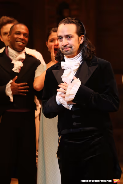 Leslie Odom Jr. and Phillipa Soo with Lin-Manuel Miranda  Photo