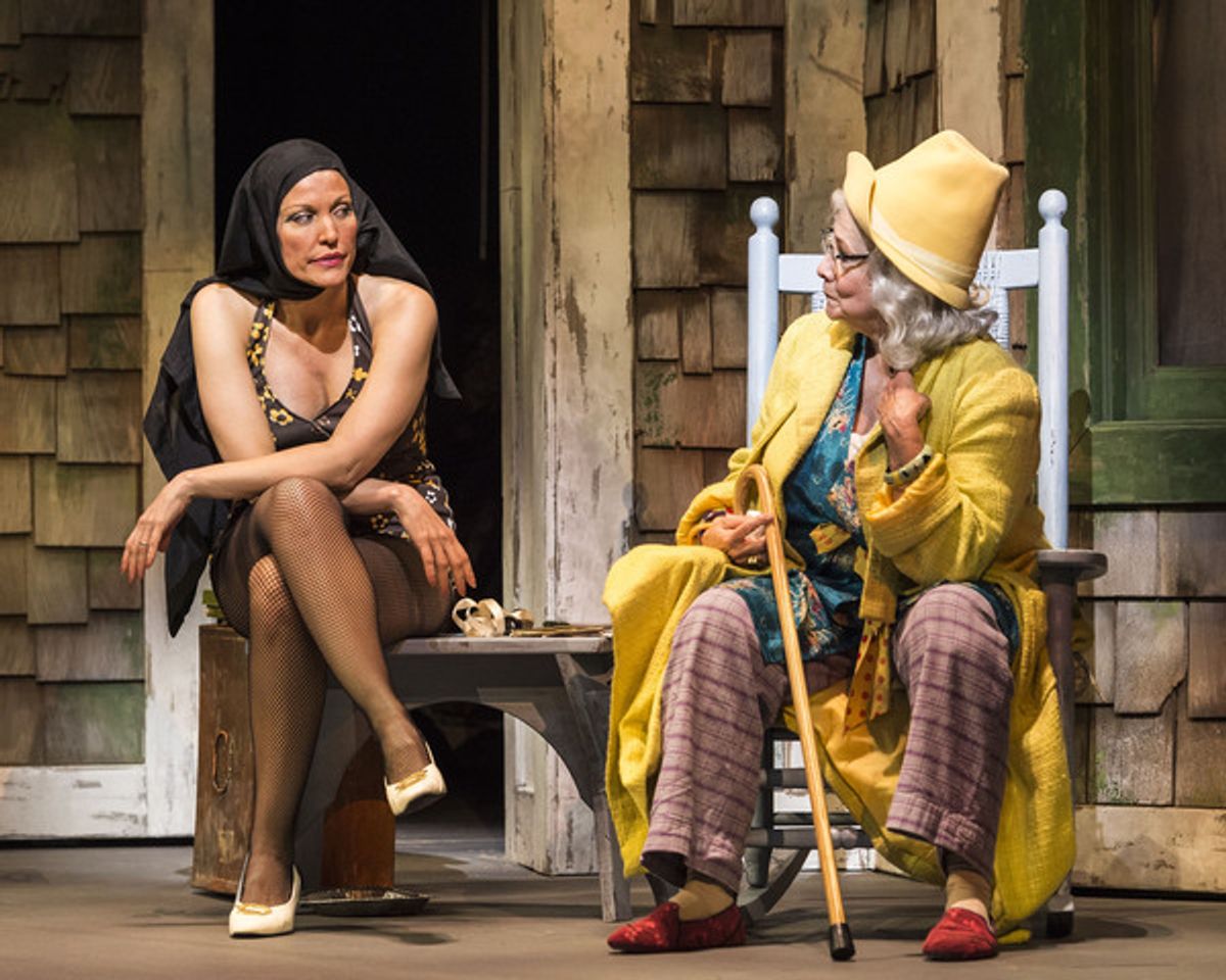 L-R: Rachel York and Betty Buckley in 'Grey Gardens' The Musical. Directed by Michael Wilson, 'Grey Gardens' plays at Center Theatre Group/Ahmanson Theatre through August 14, 2016. The book is by Doug Wright, music by Scott Frankel and lyrics by Michael K at 