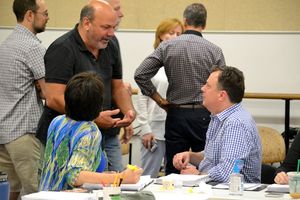 Beth Leavel, Casey Nicholaw, and Brooks Ashmanskas  Photo