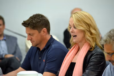 Christopher Sieber, Angie Schworer, and Clayton Landey  Photo