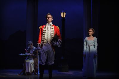 Mr. Wickham (Graydon Long) reveals his sad past to Elizabeth Bennet (Heather Botts)  Photo