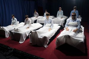 (front row) Madeline Boles, Christopher Fitzsimmons, Simon Henriques, Jared Bellot; (back row) Sam Bell-Gurwitz, Anna Nemetz, Molly Jones, Justin Phillips @ BroadwayWorld (front row) Madeline Boles, Christopher Fitzsimmons, Simon Henriques, Jared Bellot; ( Photo