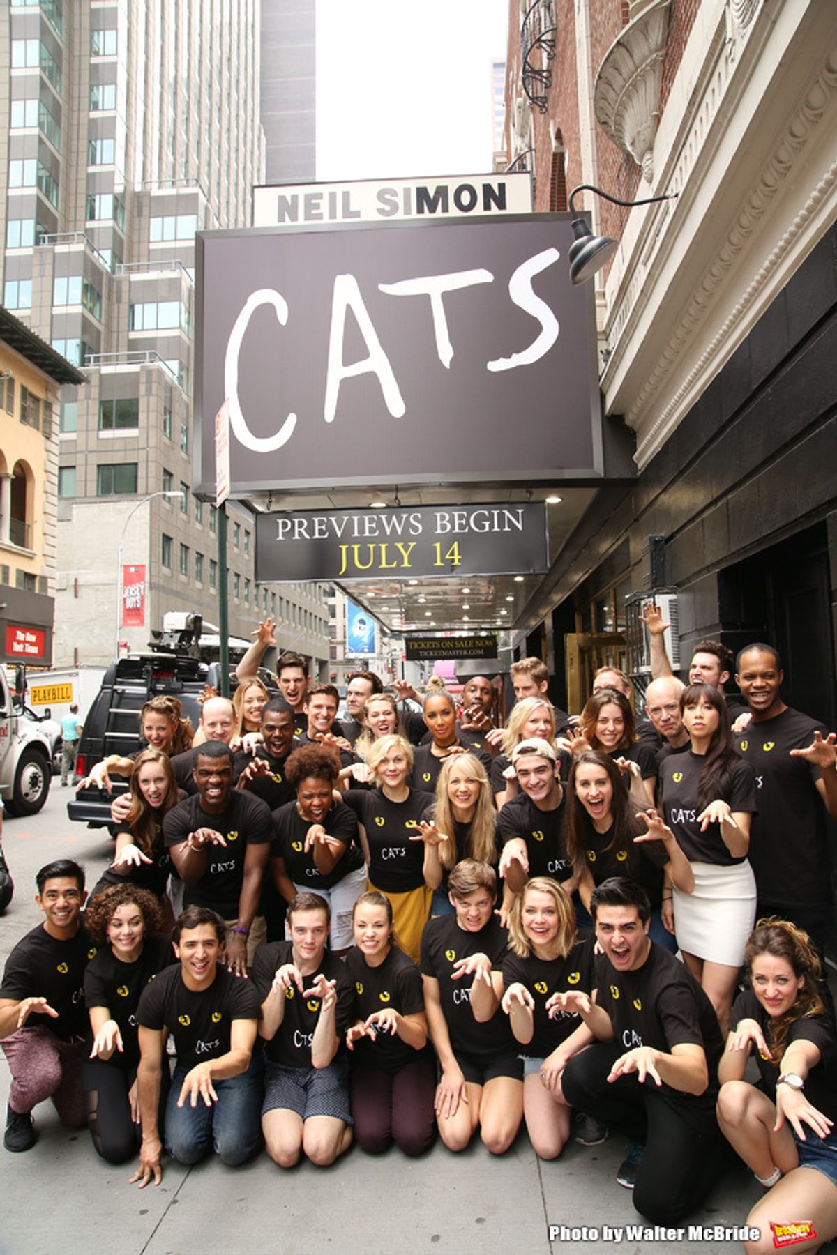 The new generation of 'Cats' Historic cast portrait outside the  Neil Simon Theatre on July 14, 2016 in New York City. at 