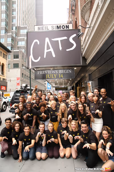 The new generation of 'Cats' Historic cast portrait outside the  Neil Simon Theatre o Photo