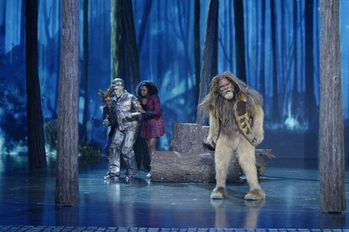 Elijah Kelley as Scarecrow, Ne-Yo as Tin-Man, Shanice Williams as Dorothy, David Alan Grier as Lion at 