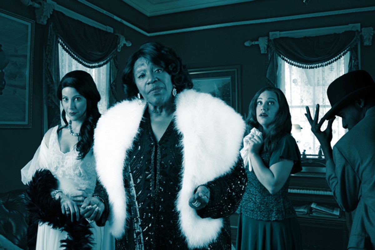 Laura Hodos, Avery Sommers, Sandi Stock& Mysterious Man at 