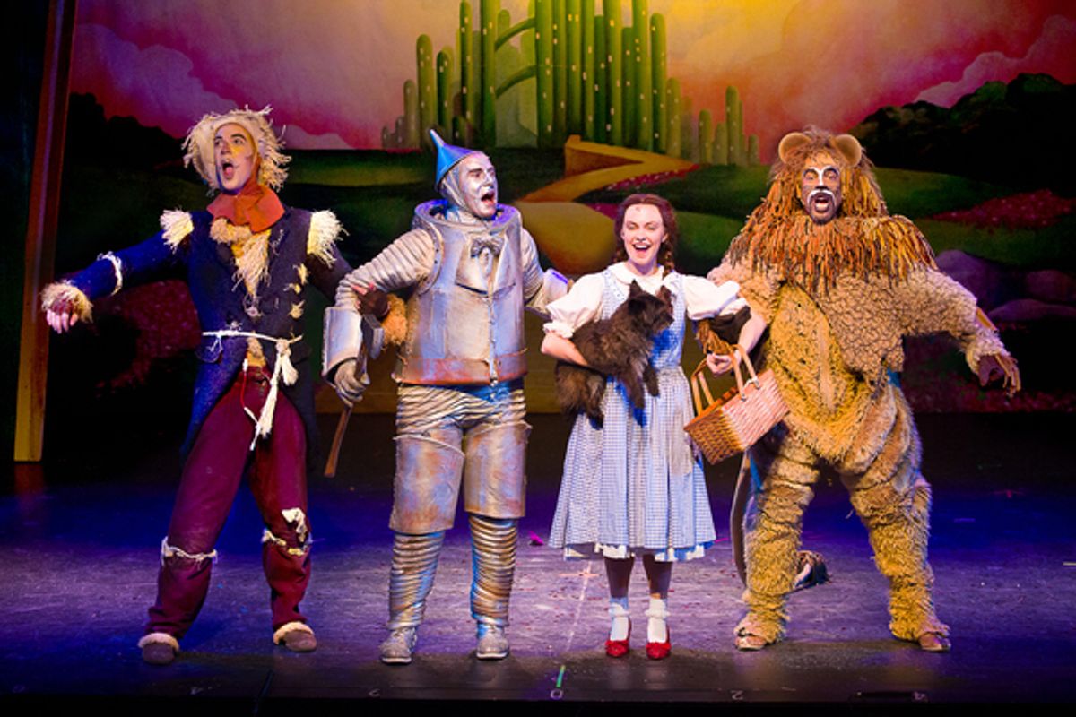 Stephen Petrovich (Scarecrow), Danny Rothman (Tinman), Devon Perry (Dorothy), Dusty (Toto), and Richard E. Waits (Lion) at 
