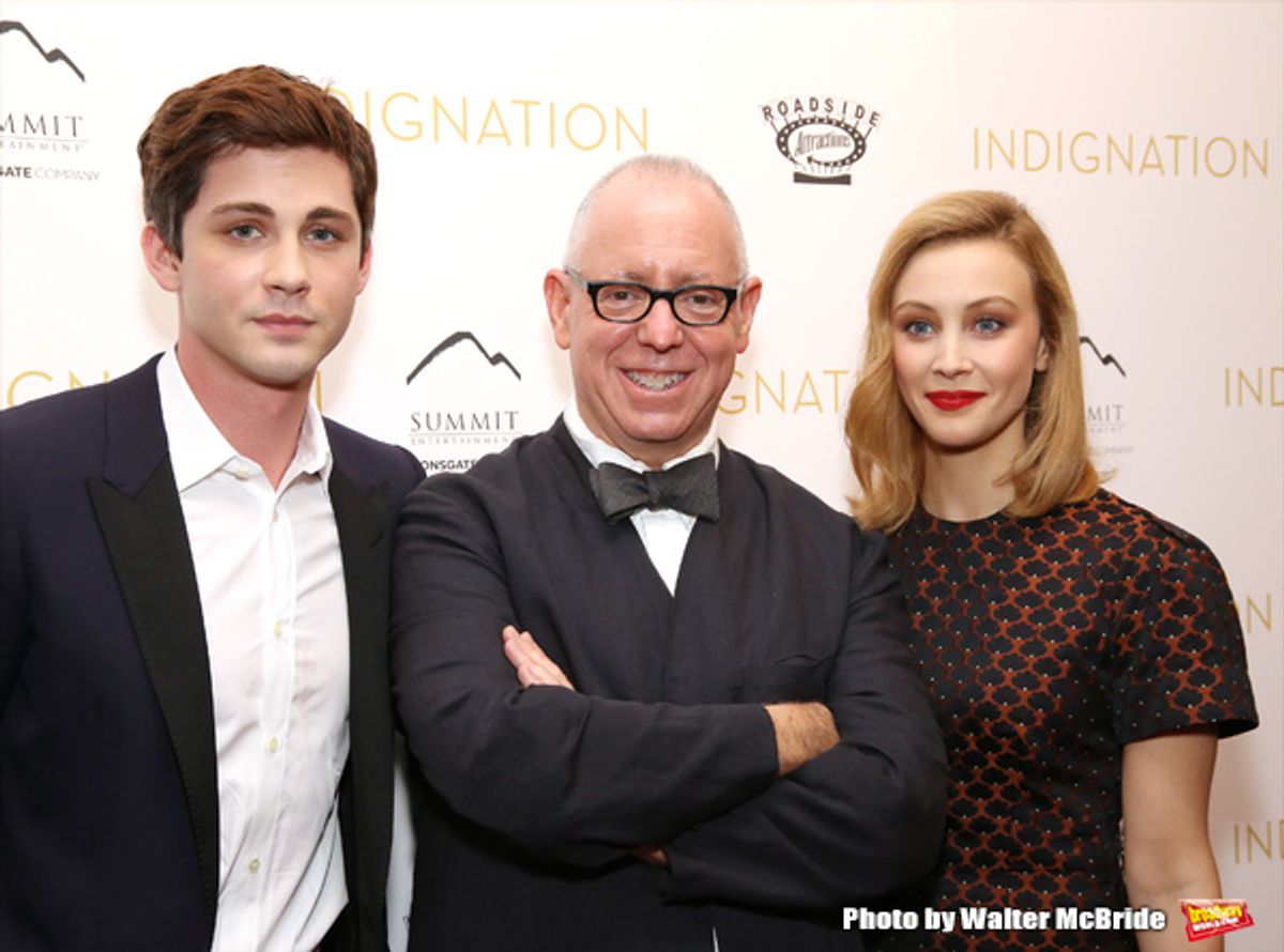 Logan Lerman, director James Schamus and Sarah Gadon  at 