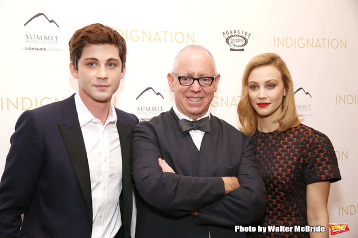 Logan Lerman, director James Schamus and Sarah Gadon  at 