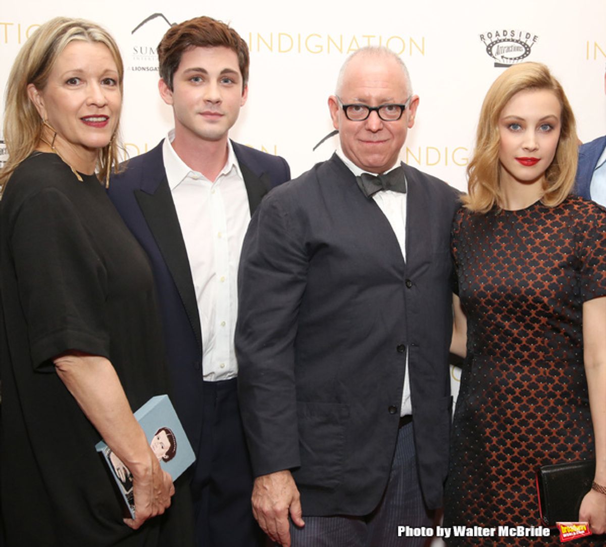 Linda Emond, Logan Lerman, director James Schamus and Sarah Gadon at 