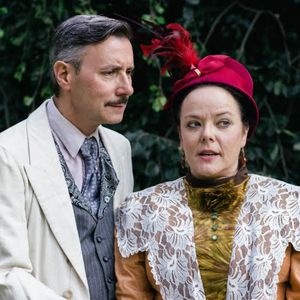 Ross Shirley, with (from left to right) Sonda Staley as Sir Robert and Lady Chiltern  Photo