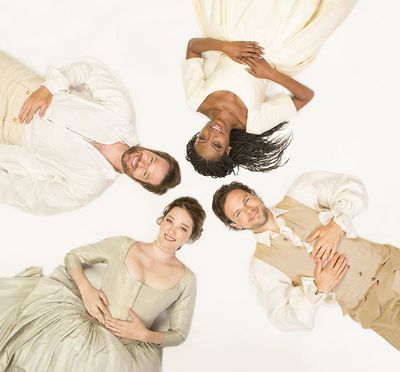 (from bottom left, clockwise) Kristen Connolly appears as the Princess of France, Kie Photo