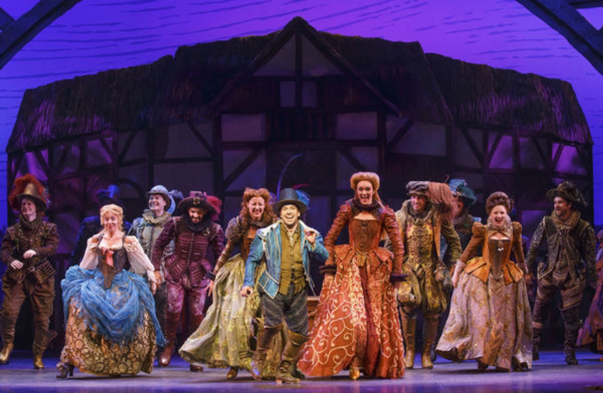 Rob McClure (center) and the cast of SOMETHING ROTTEN! at 