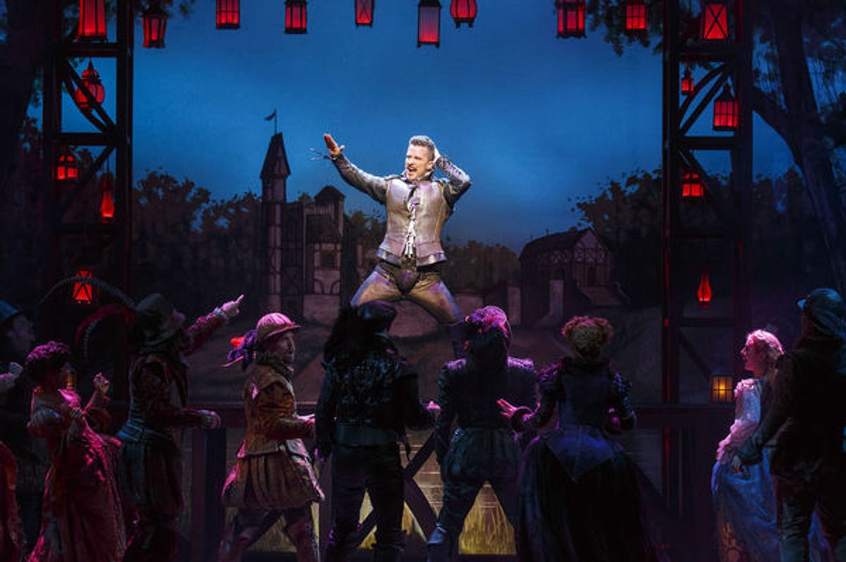 Will Chase (center) and the cast of SOMETHING ROTTEN! at 